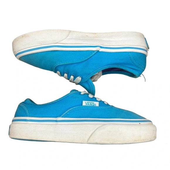 Vans Authentic Cyan Blue/ True White Lace Up Canvas Sneakers Youth‎ Size 11.0 - Picture 3 of 10